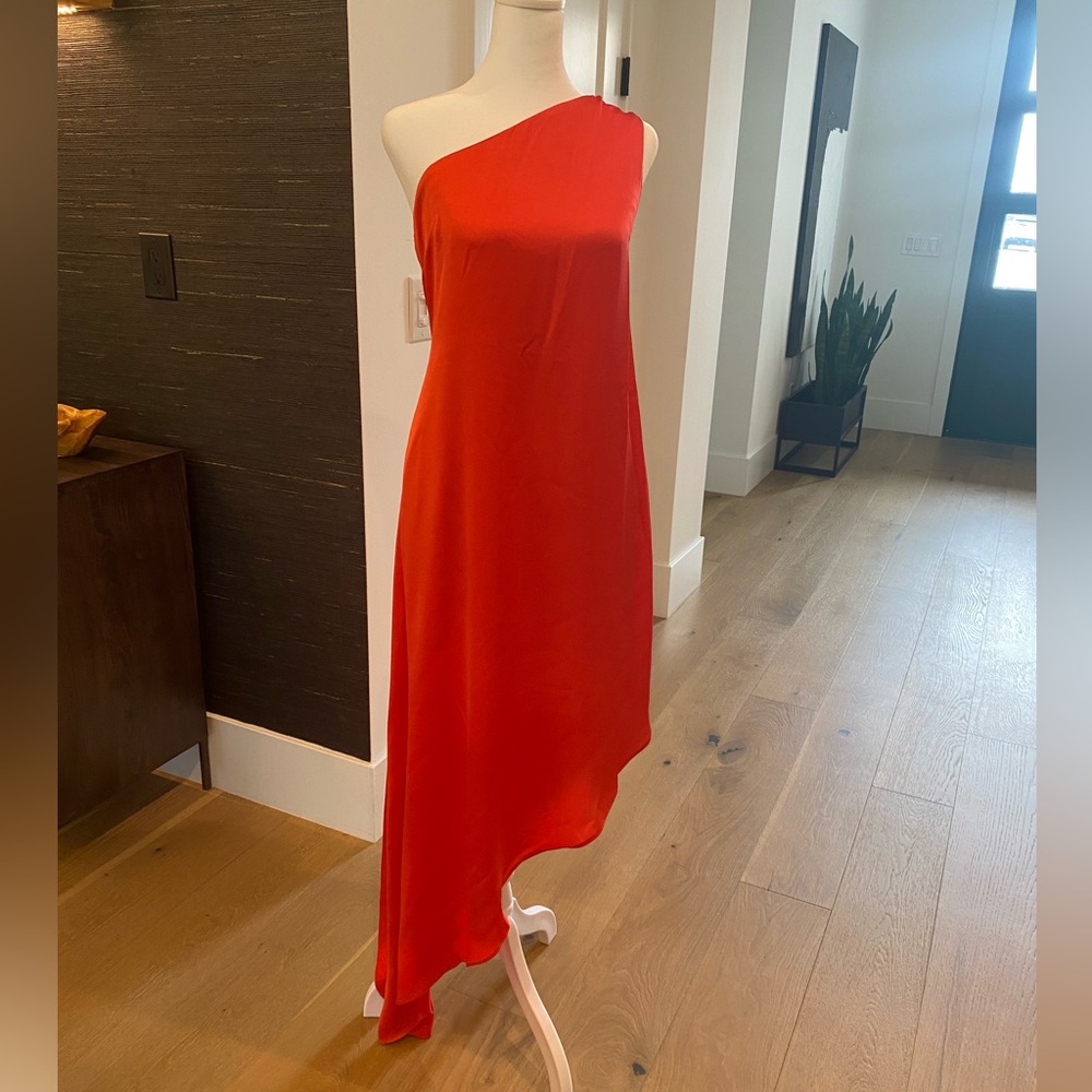 Laundry red one shoulder asymmetrical hem dress - size 12
